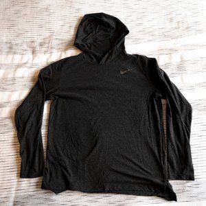 Nike Black Hooded Long Sleeve T-Shirt, Size L